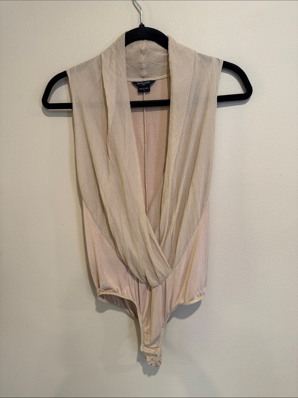 🧨Marciano Drape Front Sleeveless Bodysuit - Cream Silk